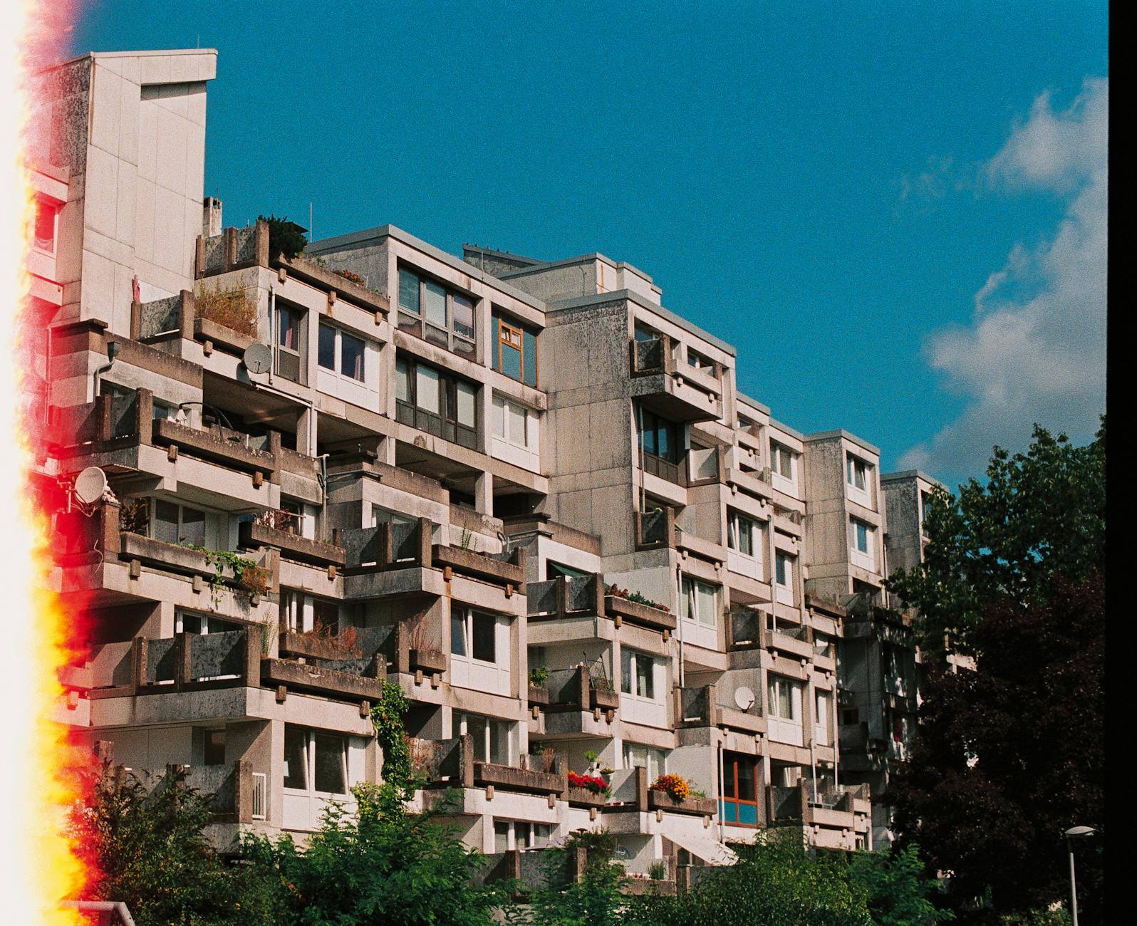 Brutalist Architecture Apartment Building Kodak Portra 400